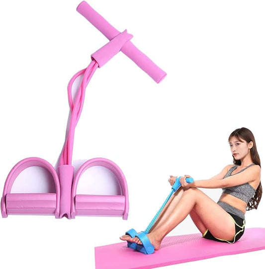 21 Fitness Resistance Bands-4 Tube Pedal Ankle Puller, 2025 New Elastic Yoga Pedal Puller Stretch Band for Exercise, AB Training Auxiliary Device Sit Up Exercise Equipment for Women Men