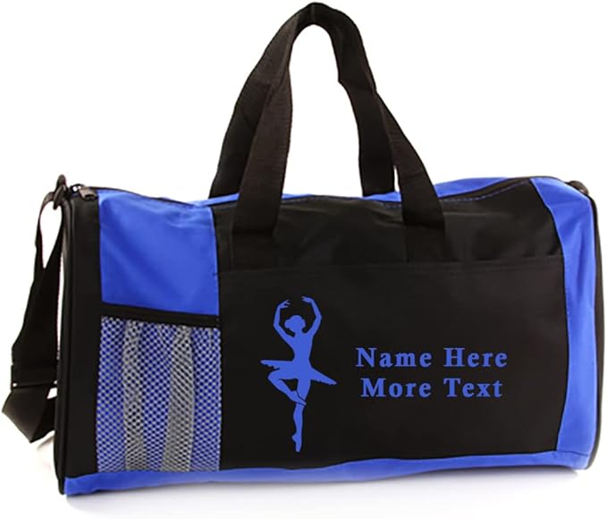 KishKesh Personalized Sport Duffel Bag – Ideal for Ballet Dancer, Gym, Travel, Training & Workout Essential for Female – Durable, Customizable Name & Text for Kids and Adults – Blue, 18" X 10" X 8"