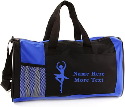 KishKesh Personalized Sport Duffel Bag – Ideal for Ballet Dancer, Gym, Travel, Training & Workout Essential for Female – Durable, Customizable Name & Text for Kids and Adults – Blue, 18" X 10" X 8"