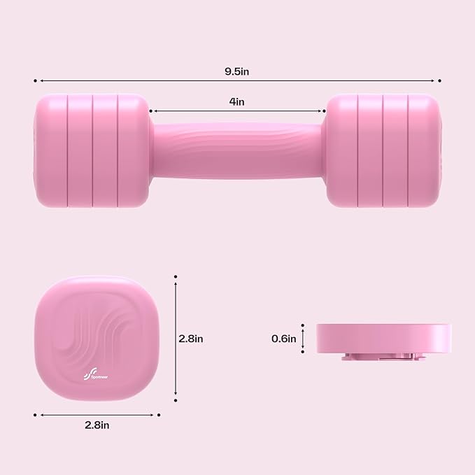 Adjustable Dumbbell Set of 2: Sportneer 4 in 1 Free Weights Dumbbells Set for Women, Hand Weights for Women at Home, Each 2lb 3lb 4lb 5lb Weights with Soft Rubber Handle for Home Gym Exercise Training