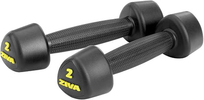 ZIVA RPU Tribell Dumbbell Pair – Premium Urethane-Coated Hand Weights with Ergonomic textured Grip & Steel Core – 2–20 lb Sets in Multiple Colors for Strength Training