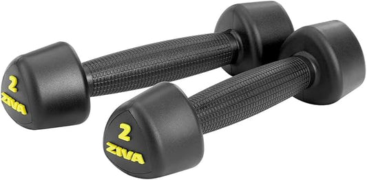 ZIVA RPU Tribell Dumbbell Pair – Premium Urethane-Coated Hand Weights with Ergonomic textured Grip & Steel Core – 2–20 lb Sets in Multiple Colors for Strength Training