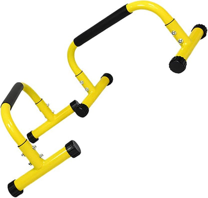 2 Pcs Sturdy Steel Training Stands for Home Gym Featuring Wide Grip and Adjustable Base Foam Grip Exercise Pubs