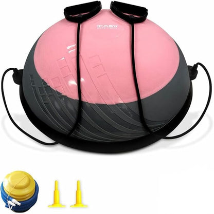 23"Half Ball Balance Trainer, Half-Yoga Balls with Nonslip Base and Resistance Bands & Foot Pump Exercise, Strength Fitness Ball for Full-Body Workouts, Home Gym and Physical Therapy,660LBS