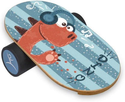 Kids Balance Board with Roller – Wooden Trainer for Children – Fun Indoor Core Strength Game – Improves Balance & Coordination – Multiple Designs
