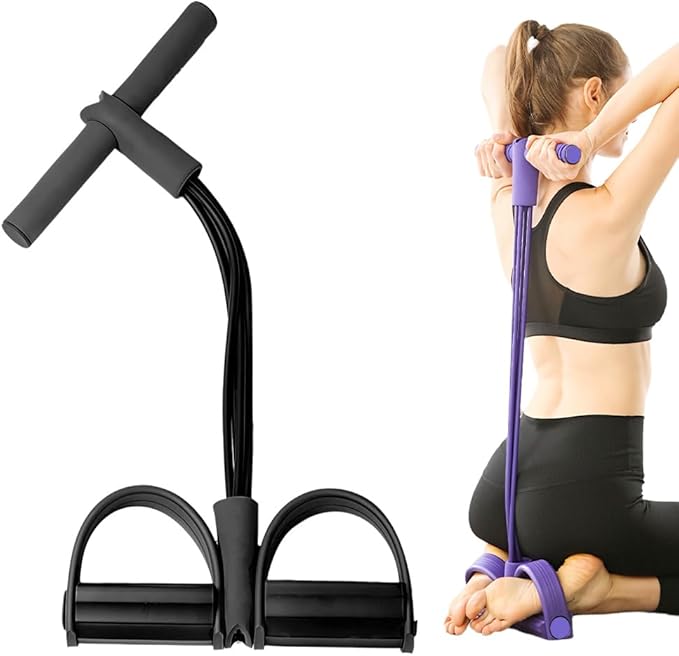21 Fitness Resistance Bands-4 Tube Pedal Ankle Puller,2025 New Adjustable Resistance Bands for Leg Exercise,Durable Pedal Puller for Sit Up Workouts,Portable Stretching Bands for Home Gym Use