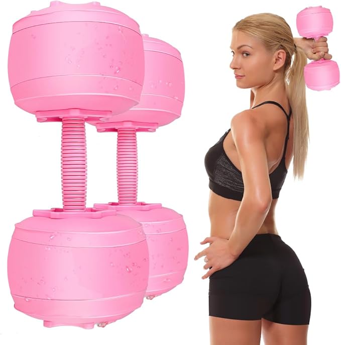Water Filled Dumbbells Set for Women, Travel Weights Adjustable Water Dumbbells Up to 3~12 Lbs(1 pair) for Yoga Training Exercise Fitness