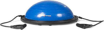 Titan Fitness Blue Balance Ball Trainer with Resistance Bands and Foot Pump, 23.5" Diameter Inflatable Yoga Ball for Home Gym Workouts, Resistance Exercises, Balance Core Strength Training
