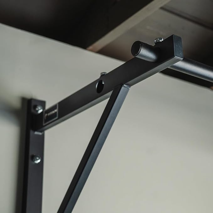 Titan Fitness Adjustable Depth 52" Wall Mounted Pull Up Bar, 14" or 22" From Wall, Rated 400 LB, Home or Garage Gym Chin Up Workout Training Station, Upper Body Workout