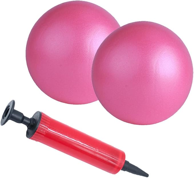 Thickened Frosted PVC Yoga Ball 25cm Mini Pilates Ball Set with Pump, Balancing Stability Trainer for Core Exercise and Fitness Training at Home Random Color