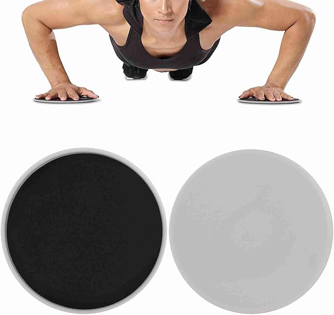 Fitness Gliding Disc 2PCS, Slider Sport Full Body Workout Core Stabilization, ABS Exercise Sliding Glidings Discs (Gray)