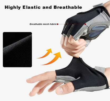 Women's Workout-Gloves Fingerless-Breathable-Mesh-Gloves with Non-Slip Grip for Cycling Gym Fitness