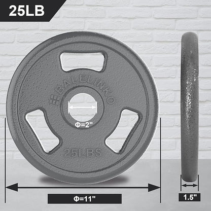 Balelinko Cast Iron 2-Inch Olympic Grip Plate Weight Plate for Strength Training, Weightlifting and Crossfit