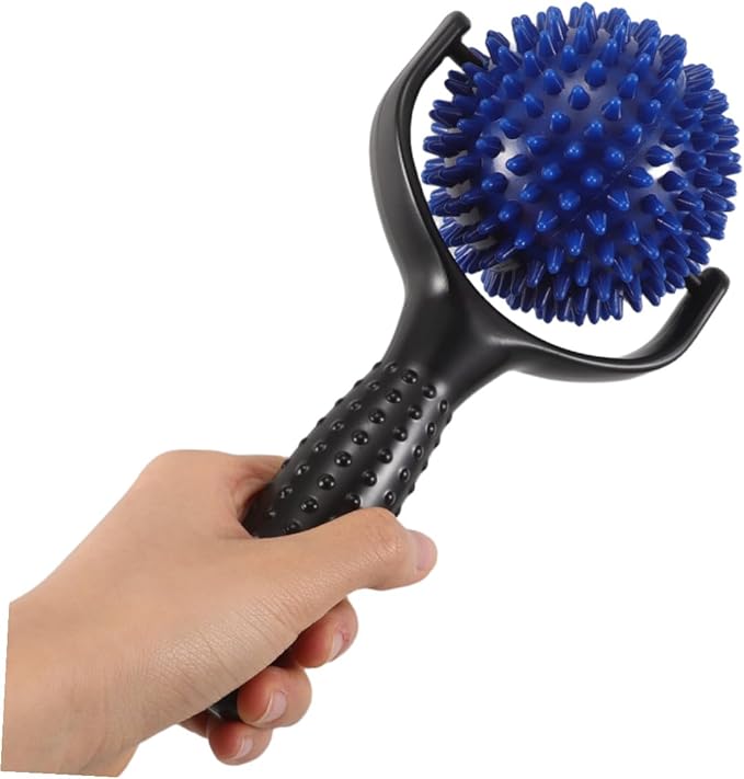 Large Spiky Muscle Massage Roller Stick for Yoga and Pilates Black and Blue Tissue Massager Stick for Calf and Muscle Relaxation for Fitness and Running