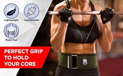 Quick Locking Premium Weight Lifting Belt - Powerlifting, Cross Training for Men and Women - 4 Inch Wider Back Support, 100% Metal Buckle - Professional Fitness, Olympic Lifting, Deadlift