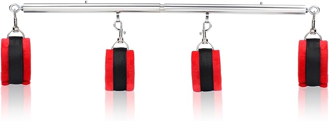 Spreader Bar Heavy Duty Stainless Steel Expandable Home Gym with 4pcs Furry Purple Adjustable Strap,Sports Aid Training Fitness Gear Pilates Aid Kit,Yoga Set