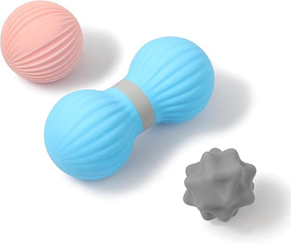 HODEMI Peanut Massage Ball Set, 3 Pack Peanut Roller, Textured Massage Ball & Trigger Point Ball for Deep Tissue Massage and Myofascial Release for Back, Neck, Hip and Foot with Mesh Bag