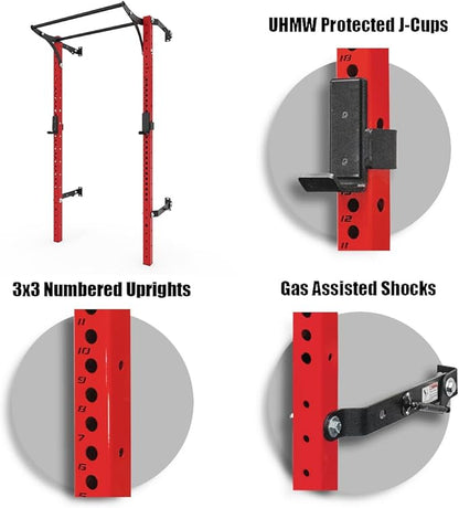 PRx Performance Profile® PRO Squat Rack 3x3 with Kipping or Multi-Grip Pull Up Bar, 89" or 95" Uprights As Seen On Shark Tank Wall Mounted Home Garage Gym Exercise System