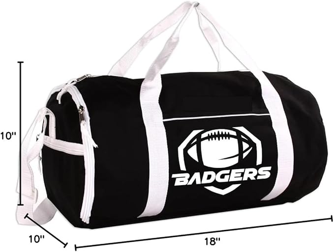 Personalized Sport/Gym Roll Duffel Bag - Football Black 18"