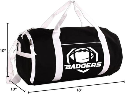 Personalized Sport/Gym Roll Duffel Bag - Football Black 18"