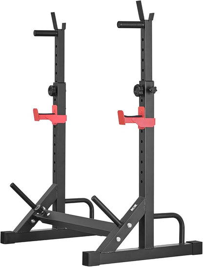 VEVOR Power Cage Squat Rack, Home Gym Power Rack with Adjustable Height & Width, 550LBS Strength Training Workout Equipment with Barbell Storage Racks & J-Hooks for Bench Press, Squat, Weight Lifting