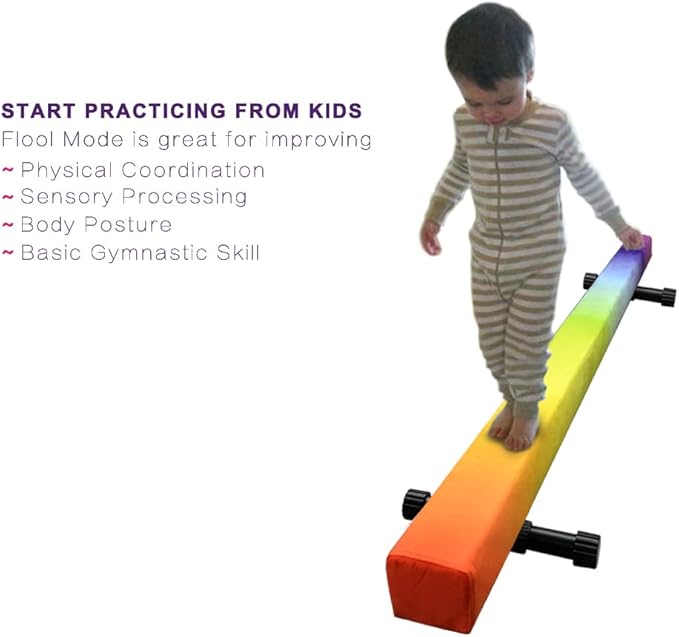 6ft Ultrasimple Adjustable&Foldable Balance Beam,High-Low Floor Beam Suede Gymnastics Equipment,No Tool Require, Gymnastics Beam for Training&Professional HomeTraining