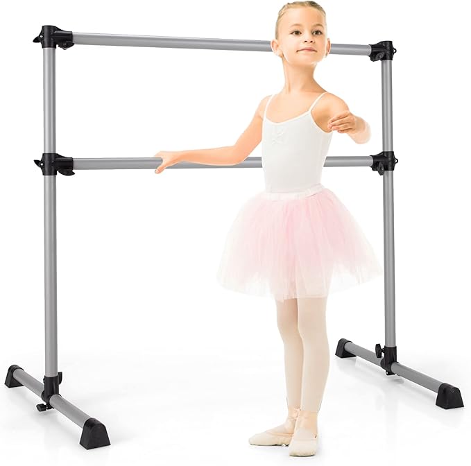 Goplus 4 FT Height Adjustable Ballet Bar, Double Portable Ballet Barre, Freestanding Dance Bar, Fitness Exercise Equipment for Home Gym School, Barre Bar for Kids & Adults