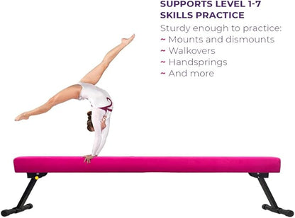 GLANT 8ft Ultrasimple Adjustable&Foldable Balance Beam,High-Low Floor Beam Suede Gymnastics Equipment,No Tool Require, Gymnastics Beam for Training&Professional HomeTraining