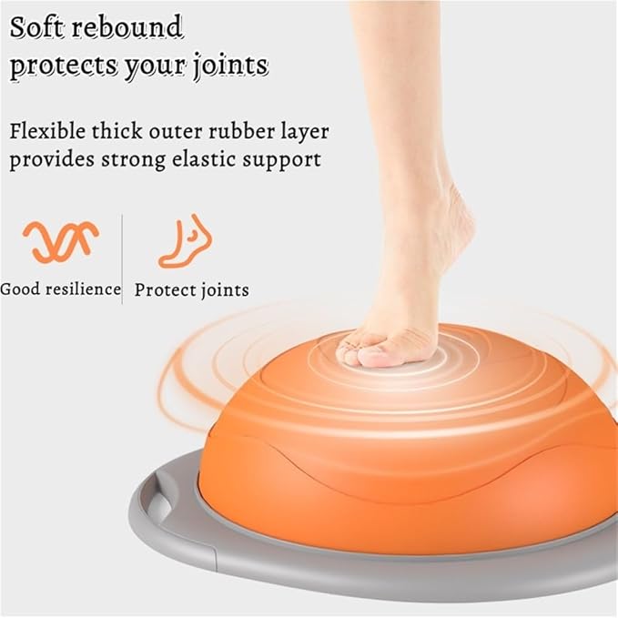 Half Balance Trainer Ball, Exercise Ball with Ergonomic Handle, Anti-Burst Semi-Circular Stability Ball for Home Fitness, Pilates, Ankle Strength and Sensory Training