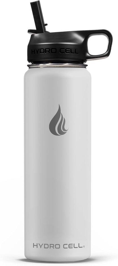 HYDRO CELL Stainless Steel Insulated Water Bottle with Straw - For Cold & Hot Drinks - Metal Vacuum Flask with Screw Cap and Modern Leakproof Sport Thermos for Adults (Frost 24oz)