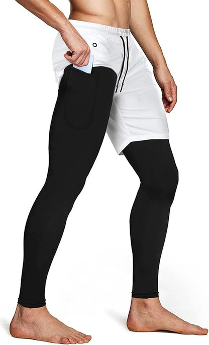 Aolesy Men's 2 in 1 Running Pants, Gym Workout Compression Pants for Men Training Athletic