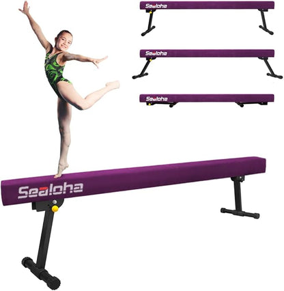 GLANT 8ft Ultrasimple Adjustable&Foldable Balance Beam,High-Low Floor Beam Suede Gymnastics Equipment,No Tool Require, Gymnastics Beam for Training&Professional HomeTraining
