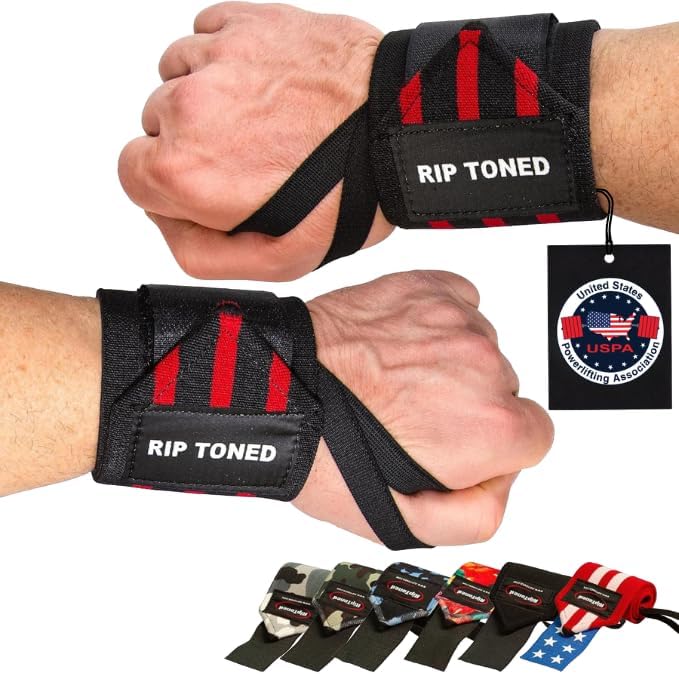 Rip Toned Wrist Wraps for Weightlifting – USPA & USAPL Approved 18" Wrist Straps for Powerlifting – Adjustable, Durable Gym Wraps with Thumb Loop – Maximum Support for Men & Women