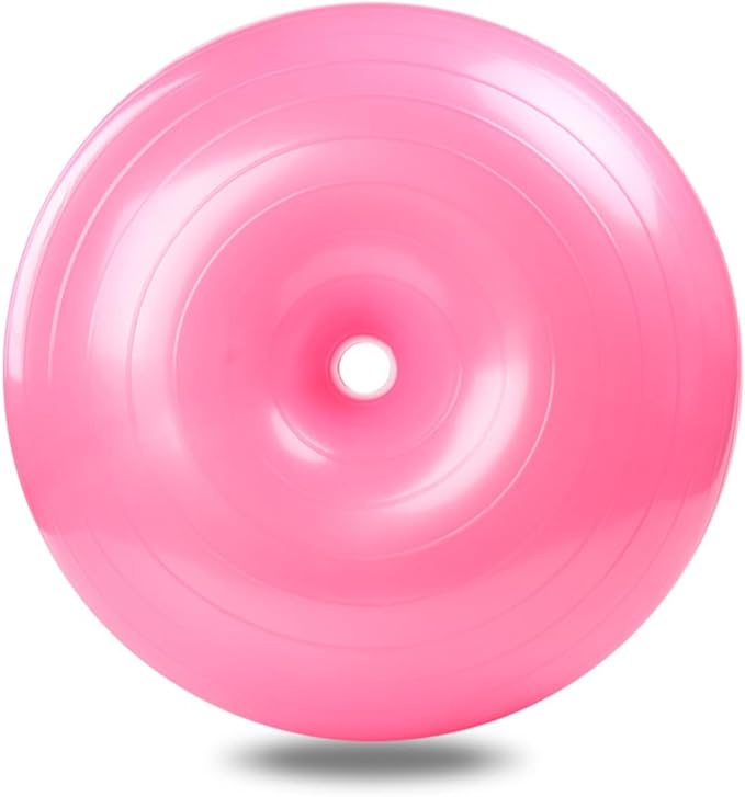 Donut-Shaped Yoga Exercise Ball Stability Balance Trainer Durable Fitness Ball with Air Pump Pink for Home Workout and Core Training