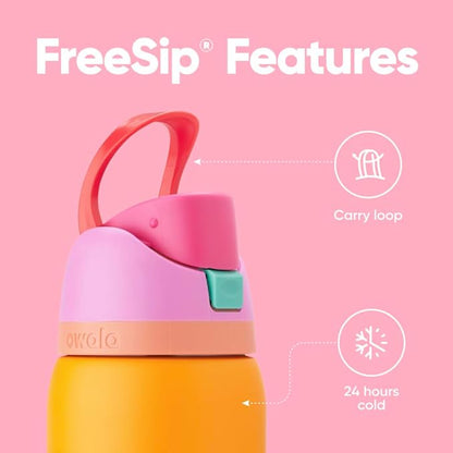 Owala FreeSip Insulated Stainless Steel Water Bottle with Straw for Sports, Travel, and School BPA-Free Sports Water Bottle, 32 oz, Tropical