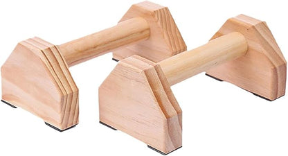 CHILDWEET Solid Wood Handstand Bar and Push-up Bracket Set, Muscle Training Fitness Equipment with Non-slip Base for Home Calisthenics and Strength Workouts