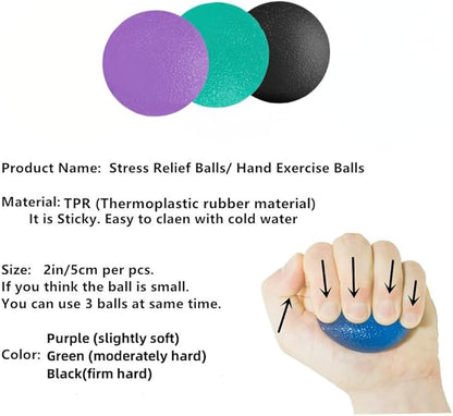 3 Resistance Levels Hand Exercise Balls, Sticky Stress Relief Balls for Adults, Squeeze Balls for Physical Therapy, Hand Grip Strength Trainer, Wrist Forearm Finger Exerciser