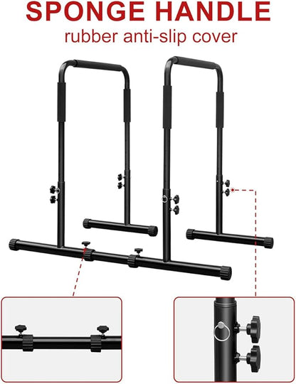 Dip Bar, Heavy Duty Dip Station Adjustable Parallel Bars for Full Body Workout Fitness, Functional Parallettes Bars for Home Gym Strength Training Workout