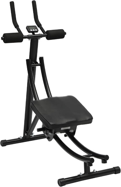 Ab Machine for Home Gym, Core Strength Training Equipment for Home Fitness, Ab Crunch Coaster with 3 Intensities and Digital Display, Foldable Core Trainer for Abdominal