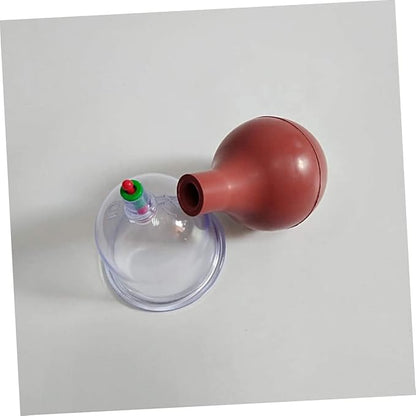 FRCOLOR 6pc Vacuum Cupping Set with Rubber Ball Chinese Body Therapy Cups for Safe Use Transparent Design for Pressure for Muscle Recovery and Relaxation