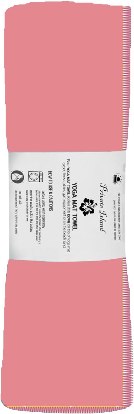 Private Island Hot Yoga Beach Mat Towel Non Slip Recycling Microfiber Quick Dry Compact Sand Water Sports Gym Picnic Blanket Outdoor Camping 24”x68” (PINKCONY, Large)