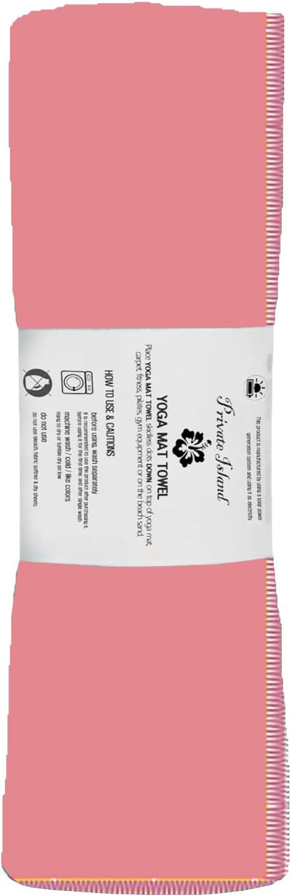 Private Island Hot Yoga Beach Mat Towel Non Slip Recycling Microfiber Quick Dry Compact Sand Water Sports Gym Picnic Blanket Outdoor Camping 24”x68” (PINKCONY, Large)
