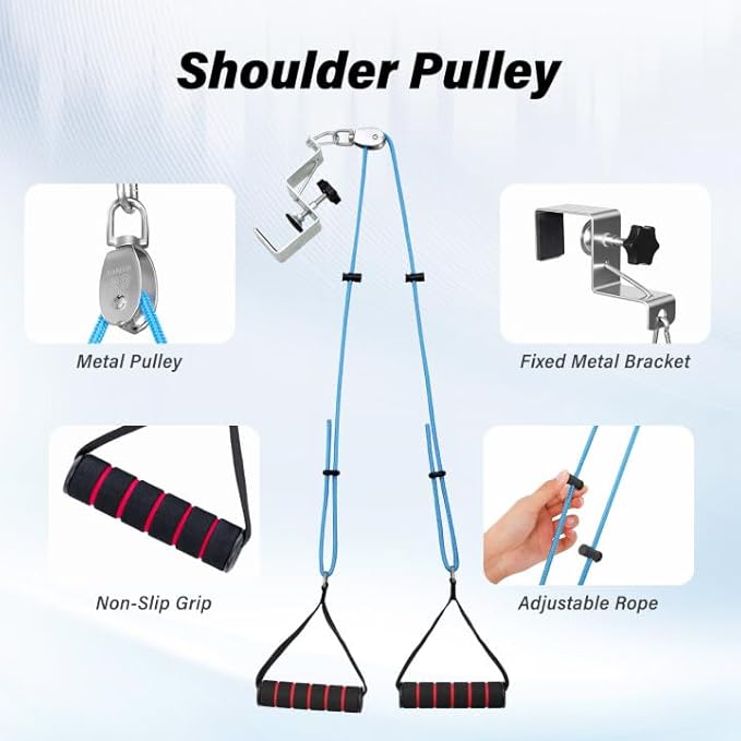 Shoulder Pulley – Adjustable Metal Door Clamp and Metal Pulley,Over The Door Pulley for Shoulder Rehab