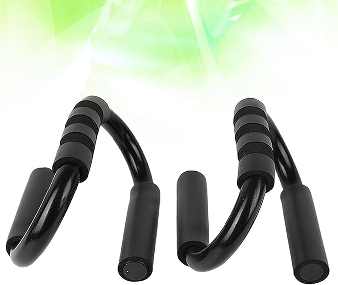 PRETYZOOM S-shaped Push up Rack with Black Handles, Pair of Fitness Push-up Stands for Chest and Core Training, Sturdy Steel Push-up Bars for Home Workout and Strength Training Equipment