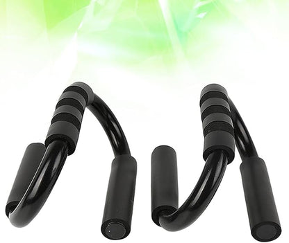 PRETYZOOM S-shaped Push up Rack with Black Handles, Pair of Fitness Push-up Stands for Chest and Core Training, Sturdy Steel Push-up Bars for Home Workout and Strength Training Equipment
