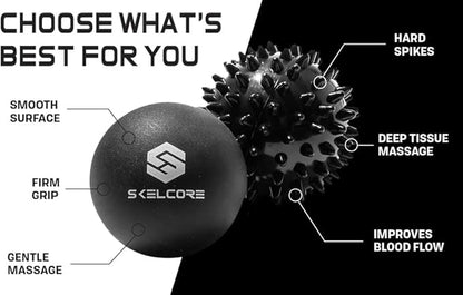 Skelcore 2-Piece Therapy Massage Ball Set - Lacrosse & Trigger Point Balls for Back Pain Relief, Foot Massager, Physical Therapy, Plantar Fasciitis, Deep Tissue Myofascial Release, Exercise & Yoga