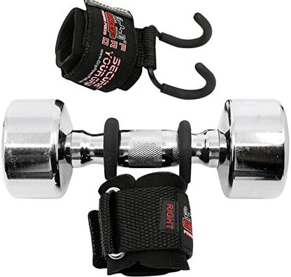Weight Lifting Rod Hooks Heavy Duty Wrist Wraps Power Weight Lifting Training Gym Grips Straps Set of 2