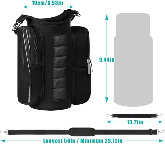 Magnetic Gym Bag, Magnetic Water Bottle Carrier Holder Gym Crossbody Sling Phone Pocket with Strap 6 Strong Magnets Pouch Sleeve for Men Women Travel Work Sports Fitness Accessories Organizer