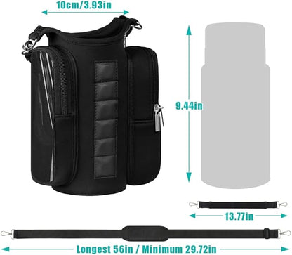 Magnetic Gym Bag, Magnetic Water Bottle Carrier Holder Gym Crossbody Sling Phone Pocket with Strap 6 Strong Magnets Pouch Sleeve for Men Women Travel Work Sports Fitness Accessories Organizer