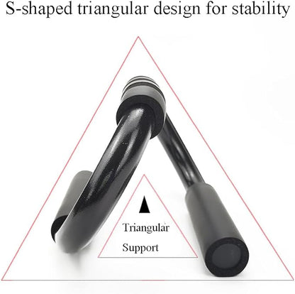 1 Pair S-Shaped Push Up Bars Non-Slip Push Up Stands Sweat Absorbent Foam Handles Floor Strength Training Equipment for Men Women Home Gym